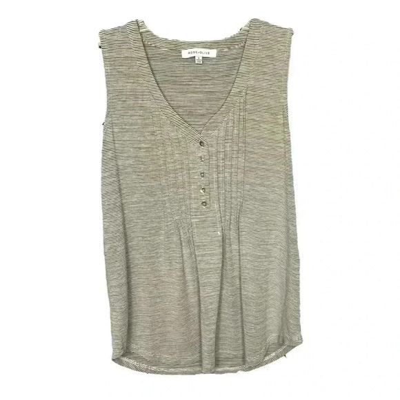 Rose & Olive Striped Casual Swing Tank Top - Picture 1 of 6